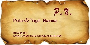 Petrányi Norma névjegykártya